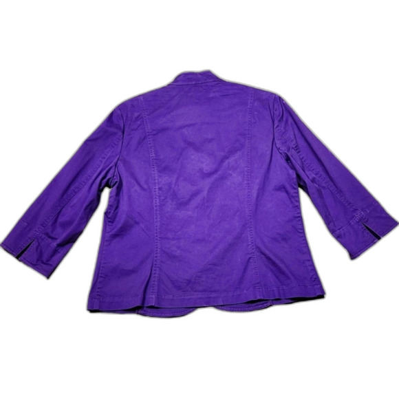 Coldwater Creek Jacket Blazer Cotton Stretch Purple Scallop Tailored‎ Fitted L - Picture 5 of 9